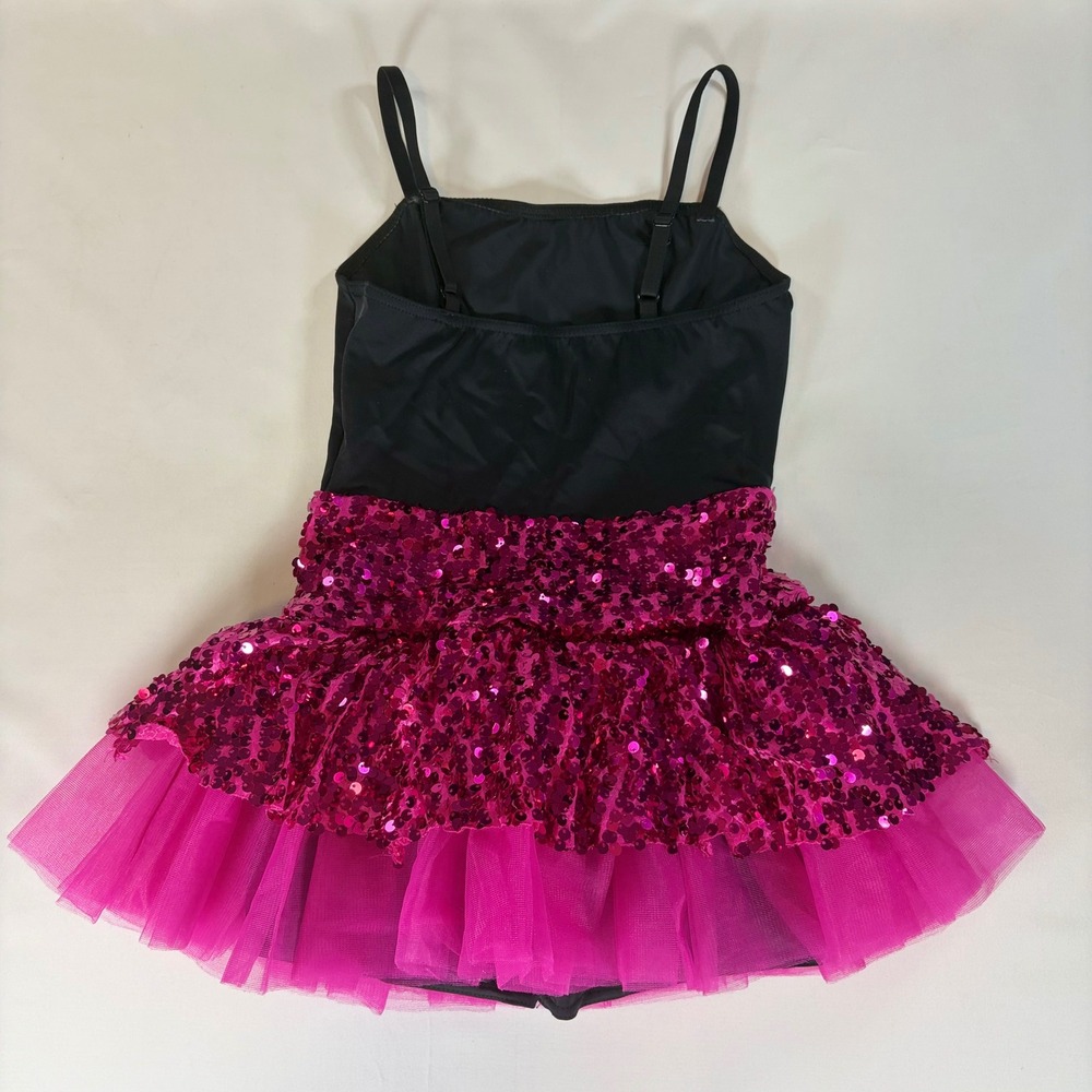 Weissman Pink Sequin Tutu Dance Leotard Black Camisole Dress Style 8699 IC